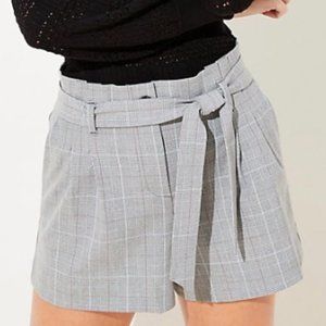 LOFT Plaid Tie Waist Shorts